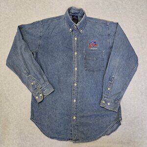 Vintage Planet Hollywood Adult Button Down Shirt M Denim Blue New Orleans